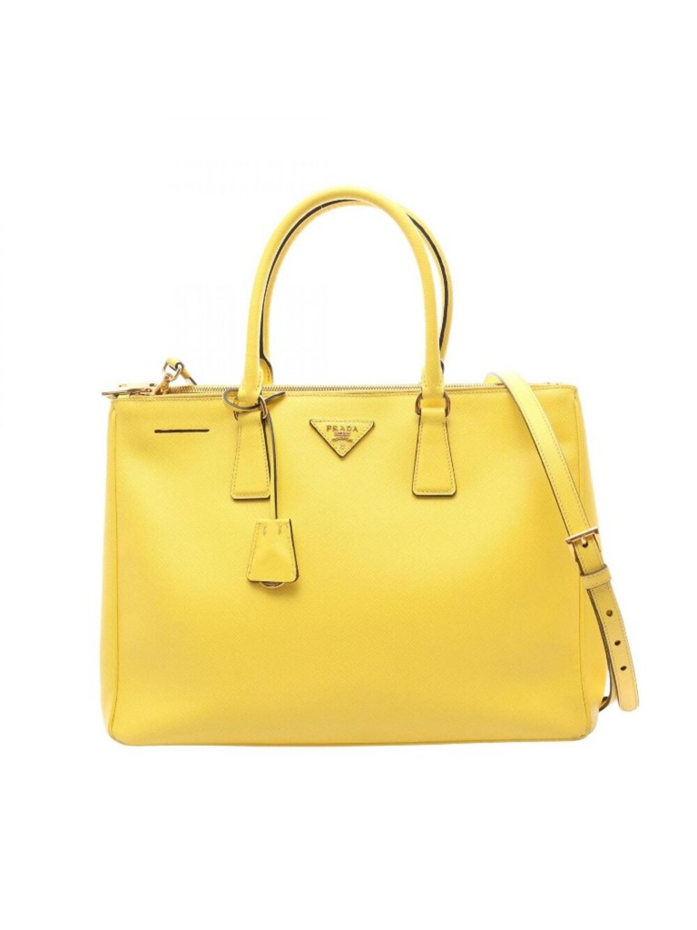 Prada Tote Saffiano Lux 2-Way Yellow Leather Galleria